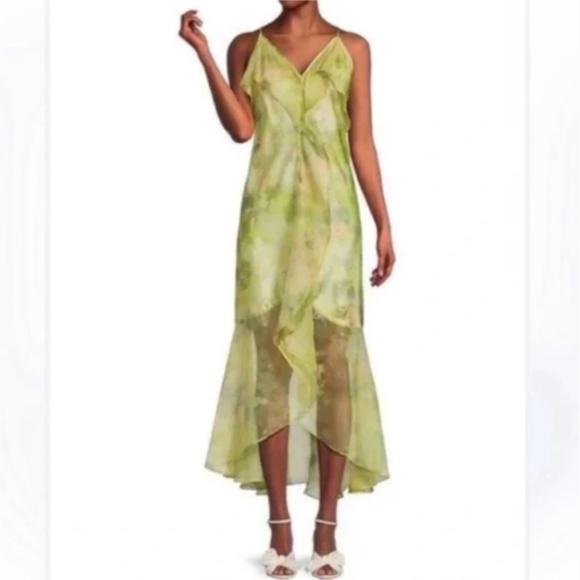Misa Los Angeles Aina Dress Chartreuse Abstract L - Picture 16 of 16